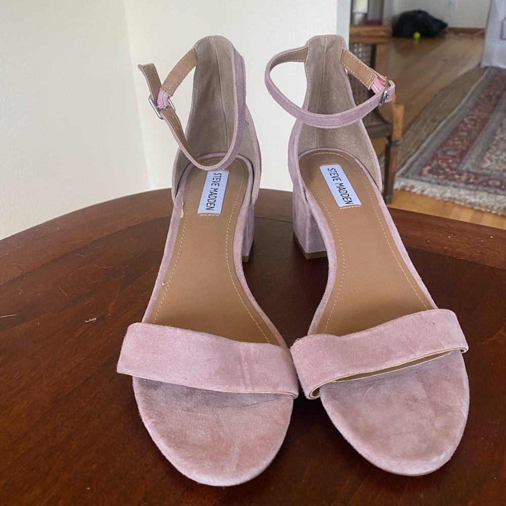 Light Pink Suede Steve Madden Block Heels
